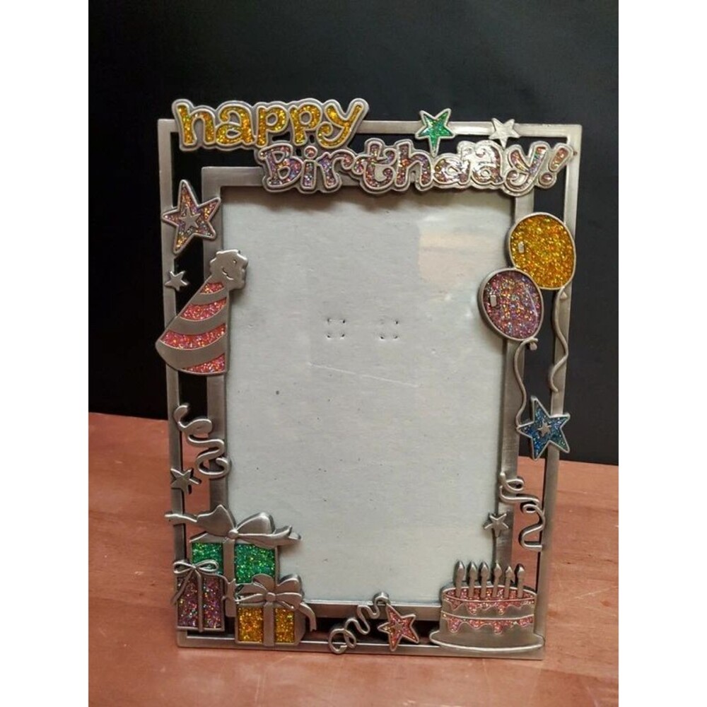 Happy Birthday metal glitter frame